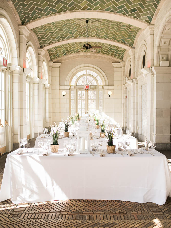 Wedding reception decor at the Prospect Park Boathouse in Brooklyn photographed by You Look Lovely Photography