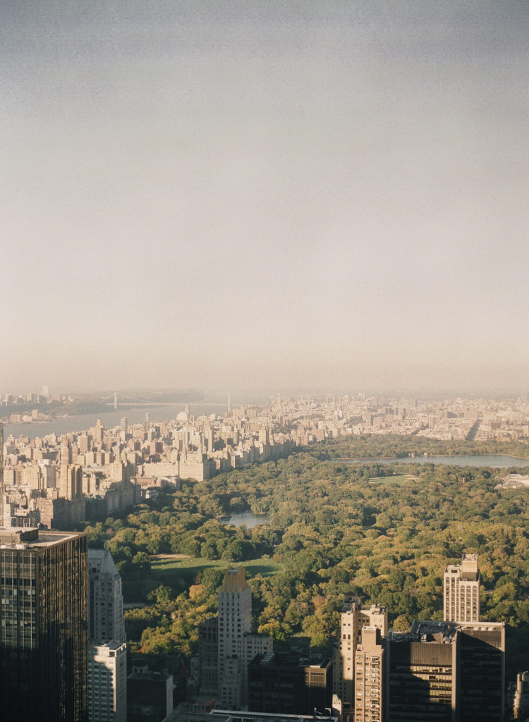 A view of Central Park during the Spring from the Top of the Rock observation deck photographed by You Look Lovely Photography